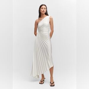 Mango Asymmetrical Pleated Dress